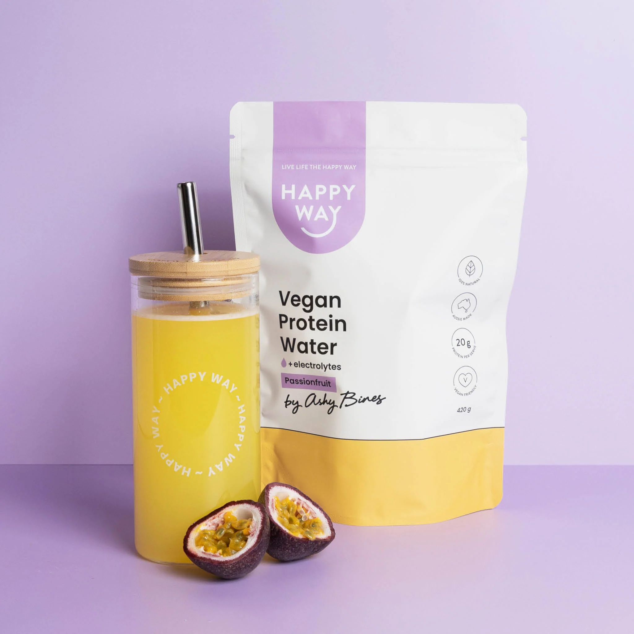 Ashy Bines Passionfruit Vegan Protein Water Powder 420g - Image 3