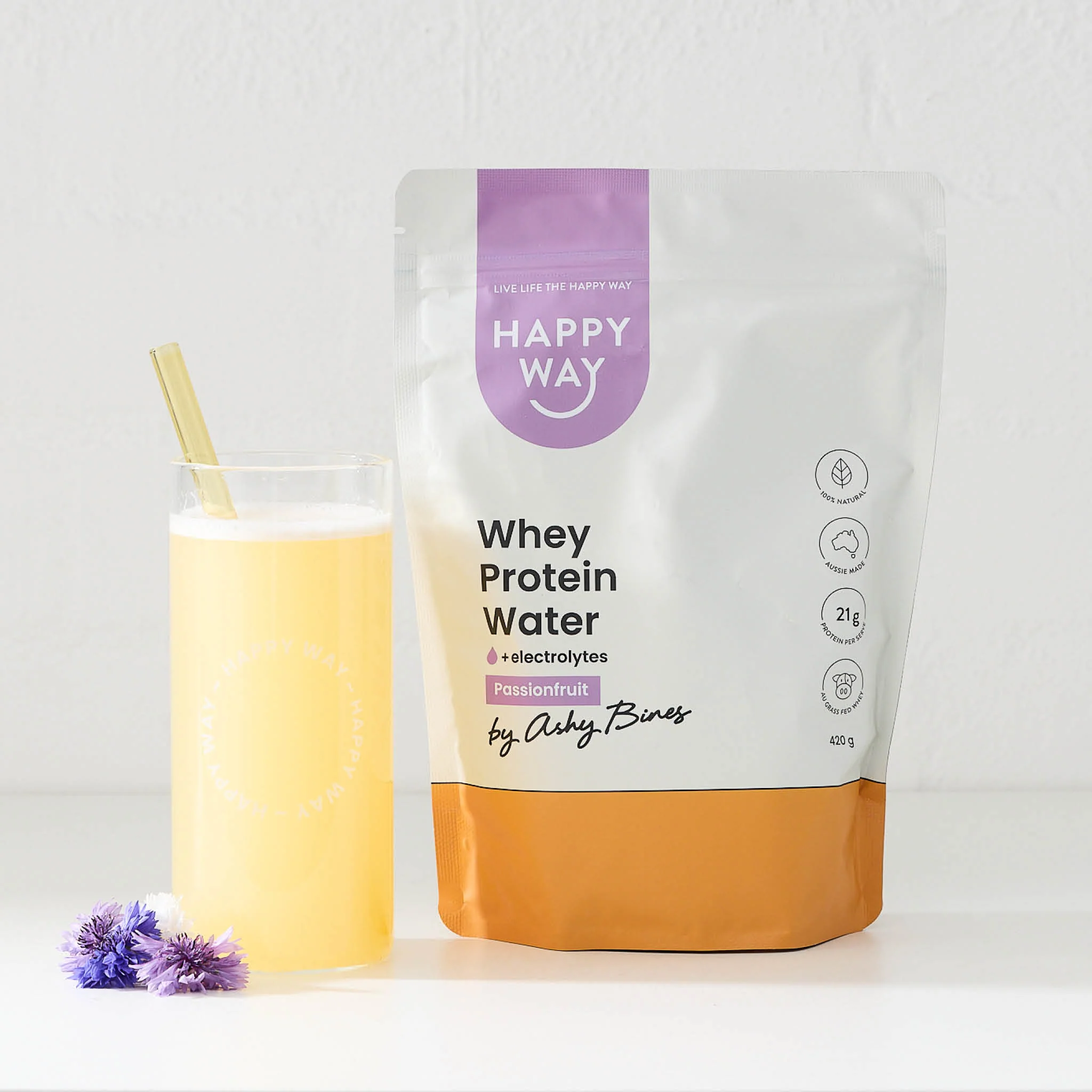 Ashy Bines Passionfruit Whey Protein Water Powder 420g - Image 3