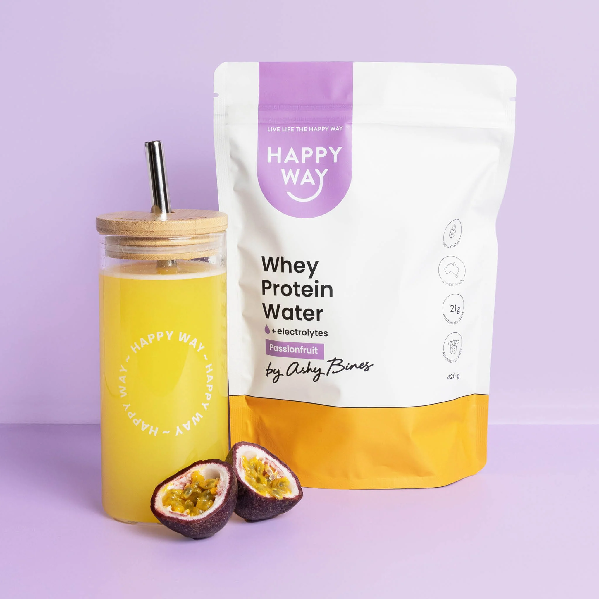 Ashy Bines Passionfruit Whey Protein Water Powder 420g - Image 4